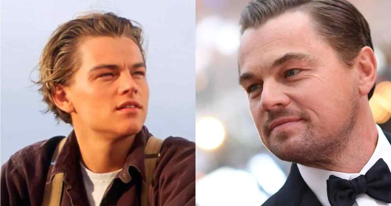 Montagem do antes e depois do Leonardo DiCaprio