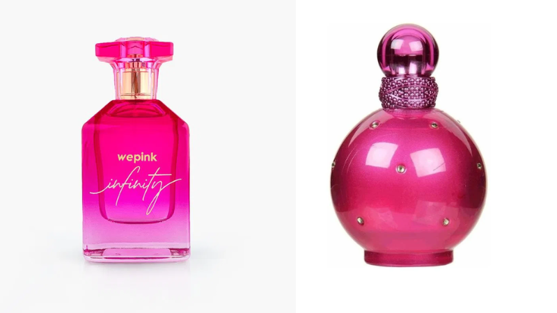 Imagem do perfume da wepink e da fragrância fantasy de Britney Spears