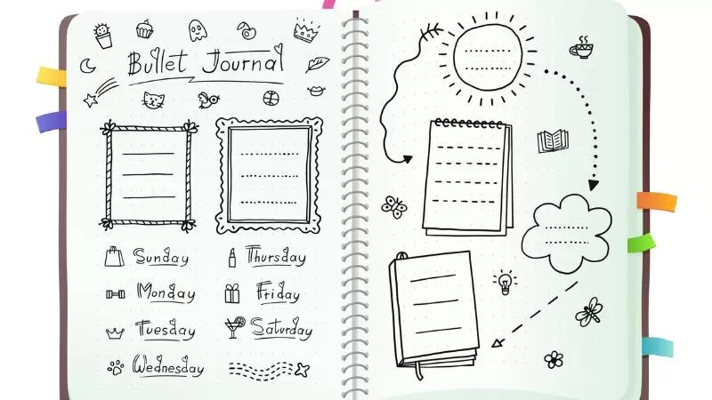 bullet journal com desenhos